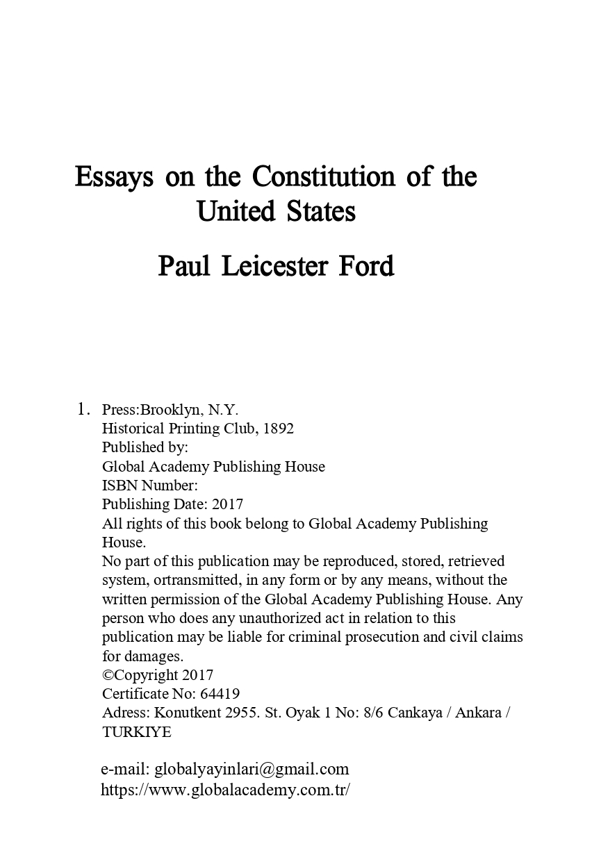 this is a series of essays supporting the constitution